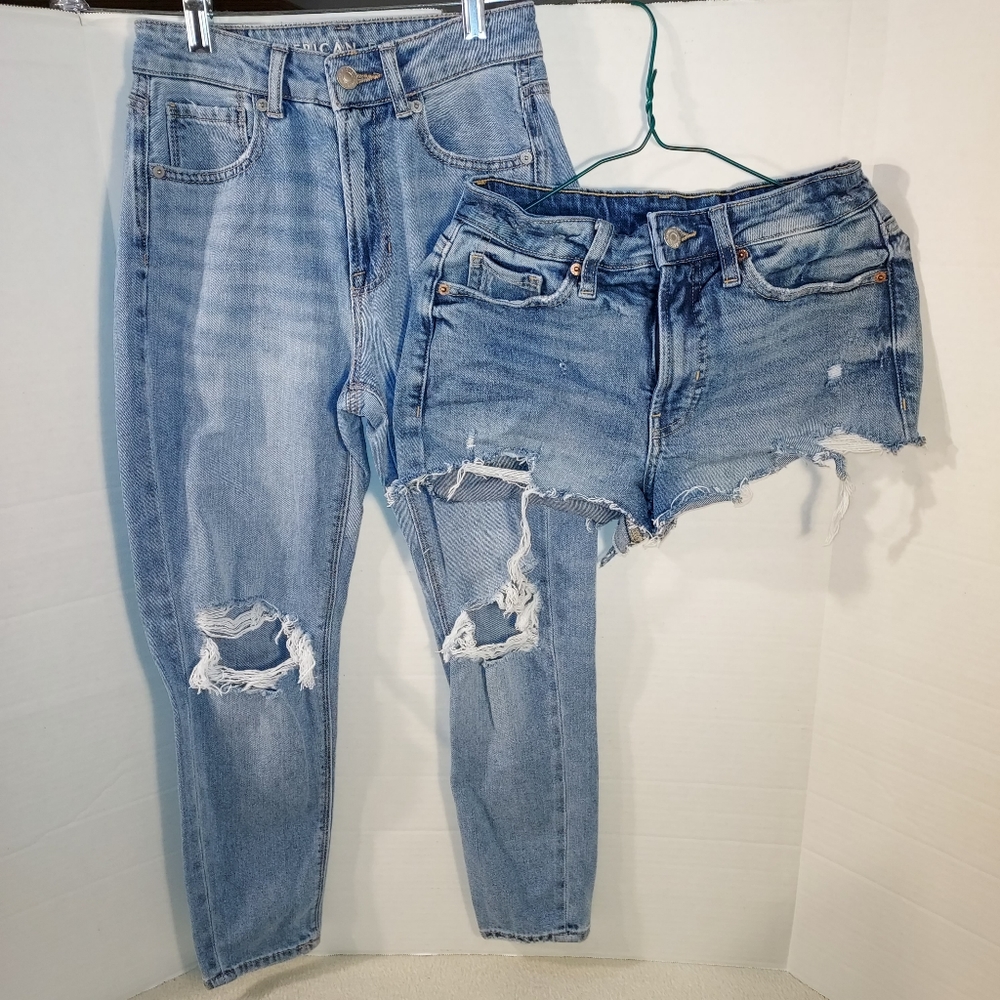American Eagle/Old Navy distressed jean and shorts size 0